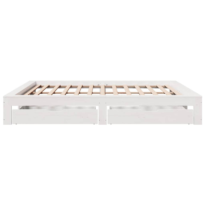 sengeramme uden madras 200x200 cm massivt fyrretræ hvid