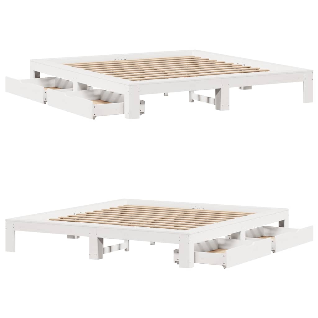 sengeramme uden madras 200x200 cm massivt fyrretræ hvid