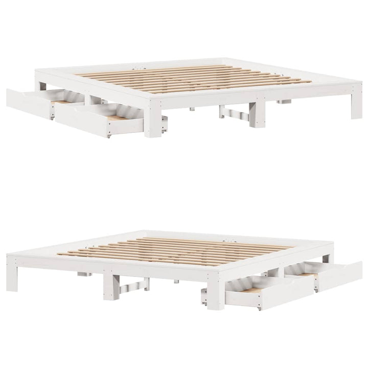 sengeramme uden madras 200x200 cm massivt fyrretræ hvid