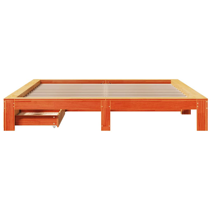sengeramme uden madras 200x200 cm massivt fyrretræ gyldenbrun
