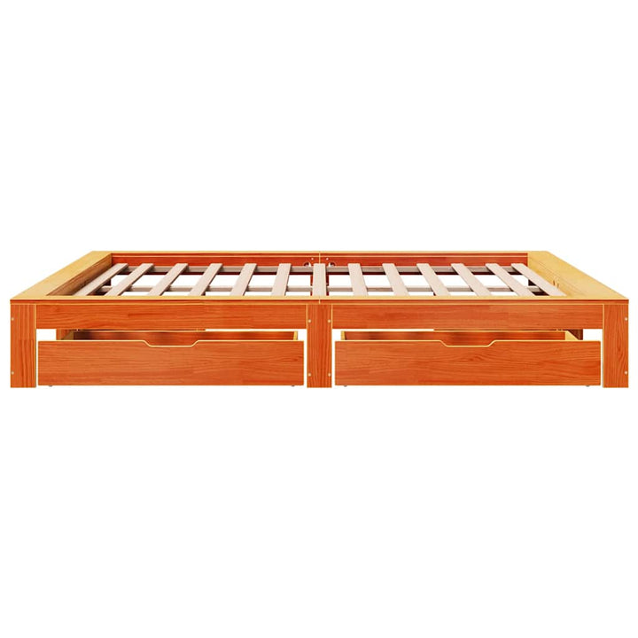 sengeramme uden madras 200x200 cm massivt fyrretræ gyldenbrun