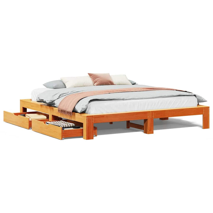 sengeramme uden madras 180x200 cm massivt fyrretræ gyldenbrun