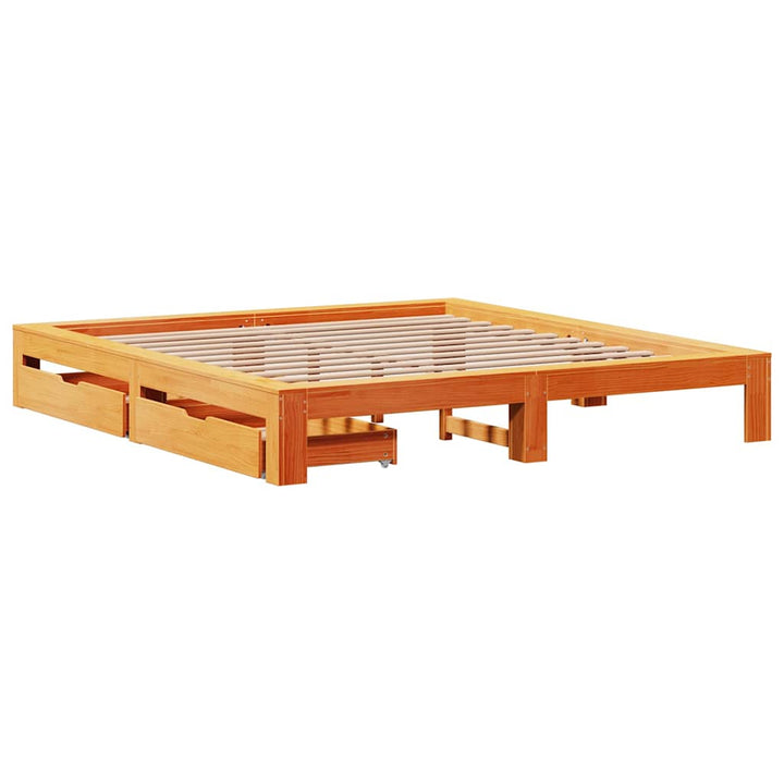 sengeramme uden madras 180x200 cm massivt fyrretræ gyldenbrun
