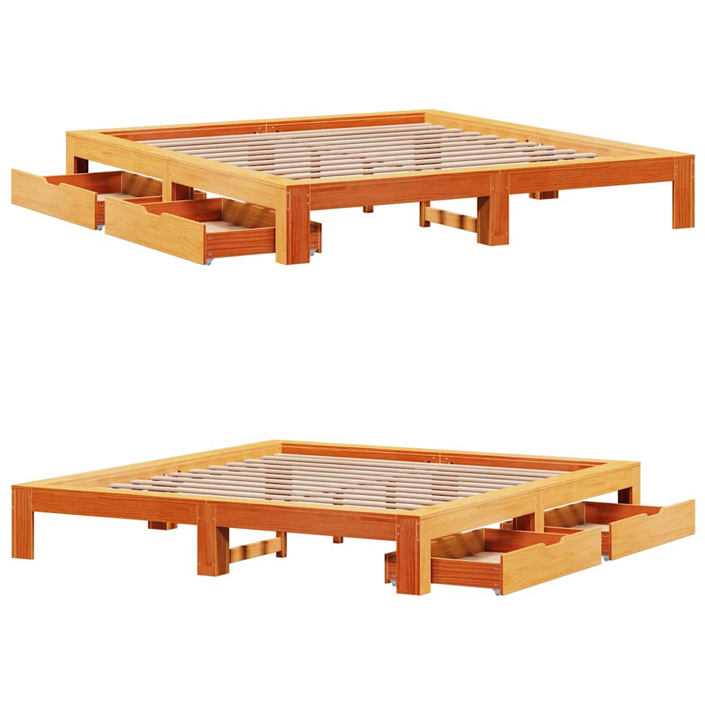 sengeramme uden madras 180x200 cm massivt fyrretræ gyldenbrun