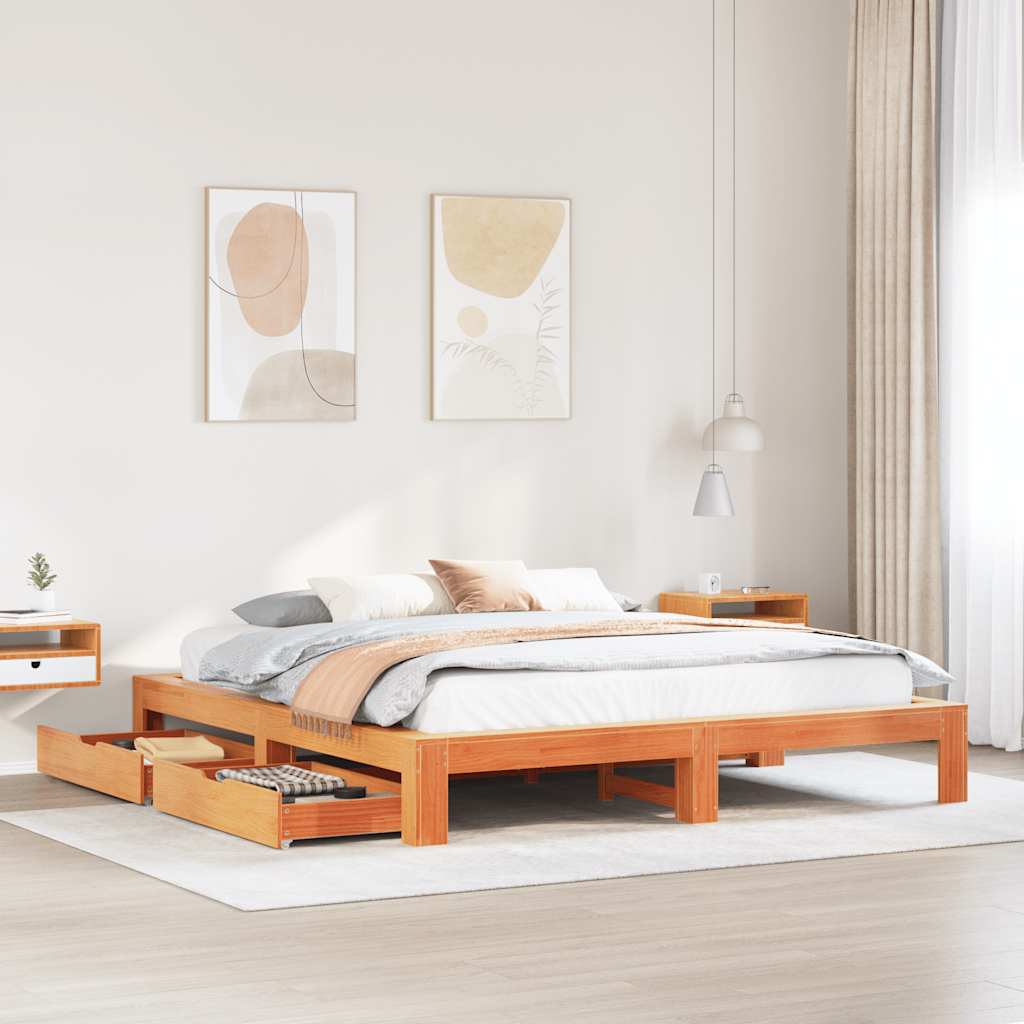 sengeramme uden madras 180x200 cm massivt fyrretræ gyldenbrun