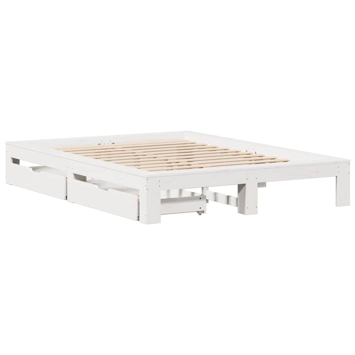 sengeramme uden madras 150x200 cm massivt fyrretræ hvid