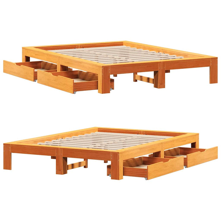 sengeramme uden madras 150x200 cm massivt fyrretræ gyldenbrun
