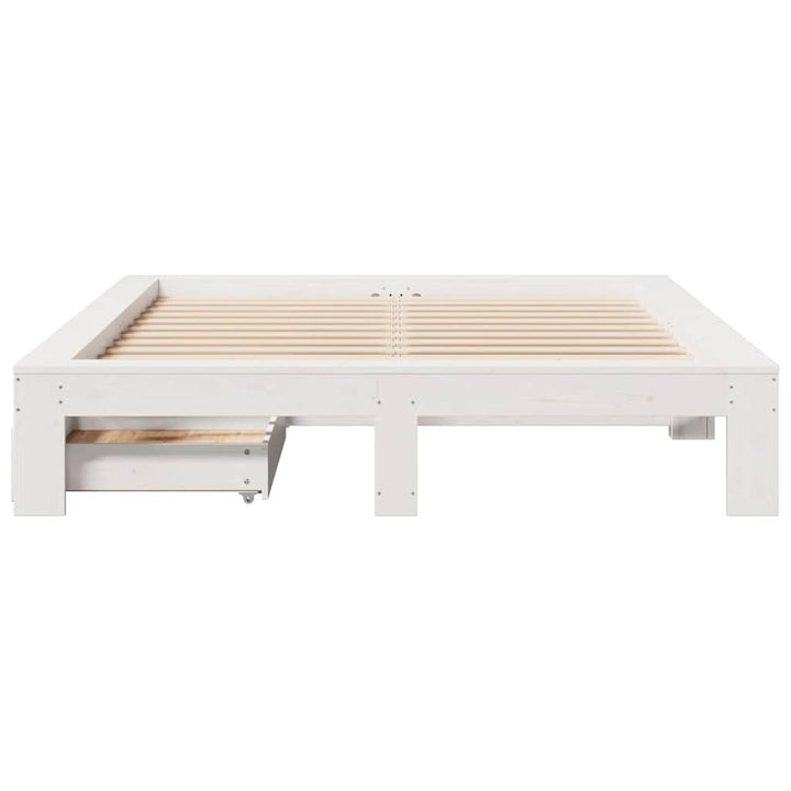 sengeramme uden madras 140x200 cm massivt fyrretræ hvid
