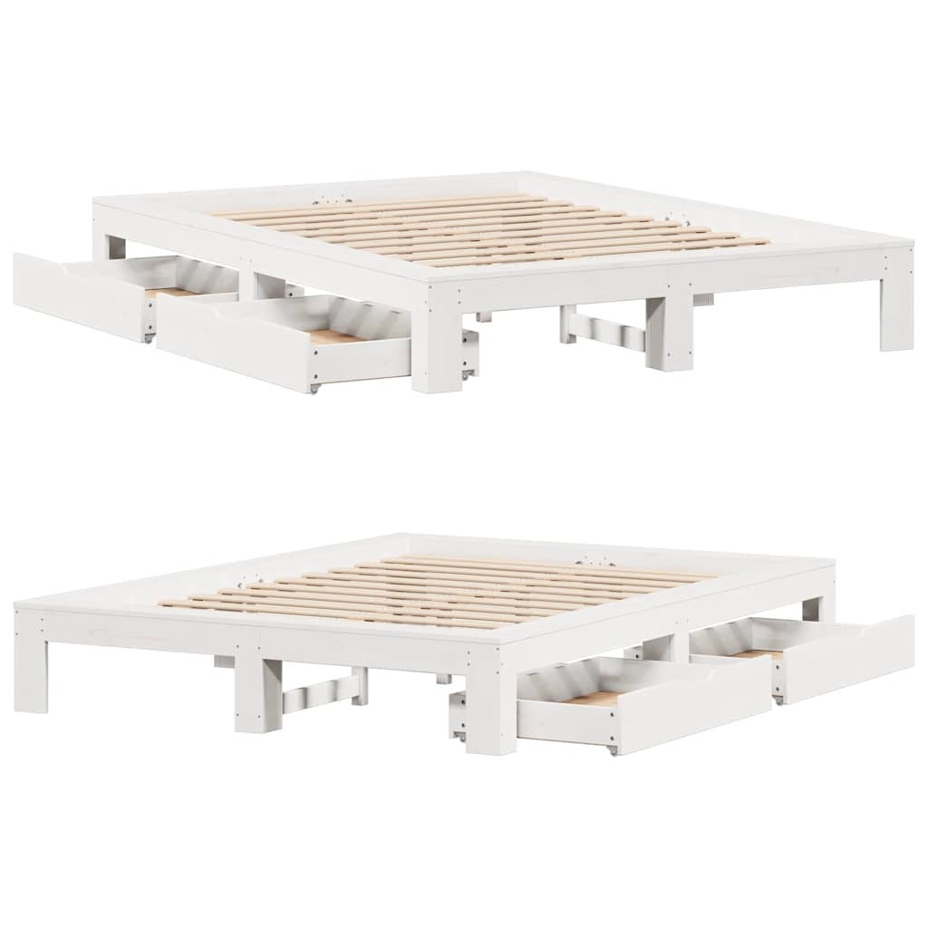 sengeramme uden madras 140x200 cm massivt fyrretræ hvid