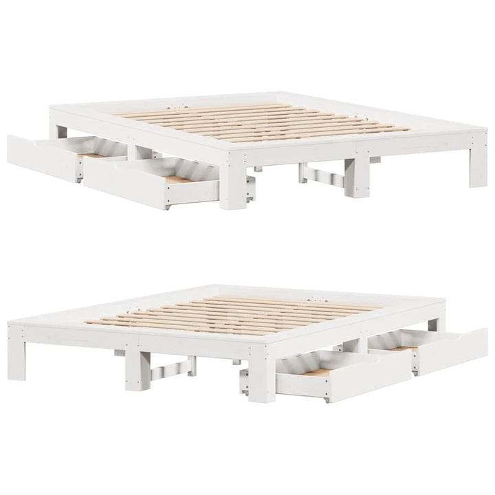 sengeramme uden madras 140x200 cm massivt fyrretræ hvid