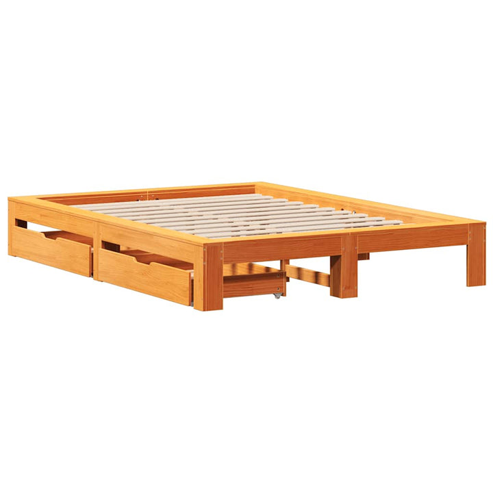 sengeramme uden madras 140x200 cm massivt fyr gyldenbrun