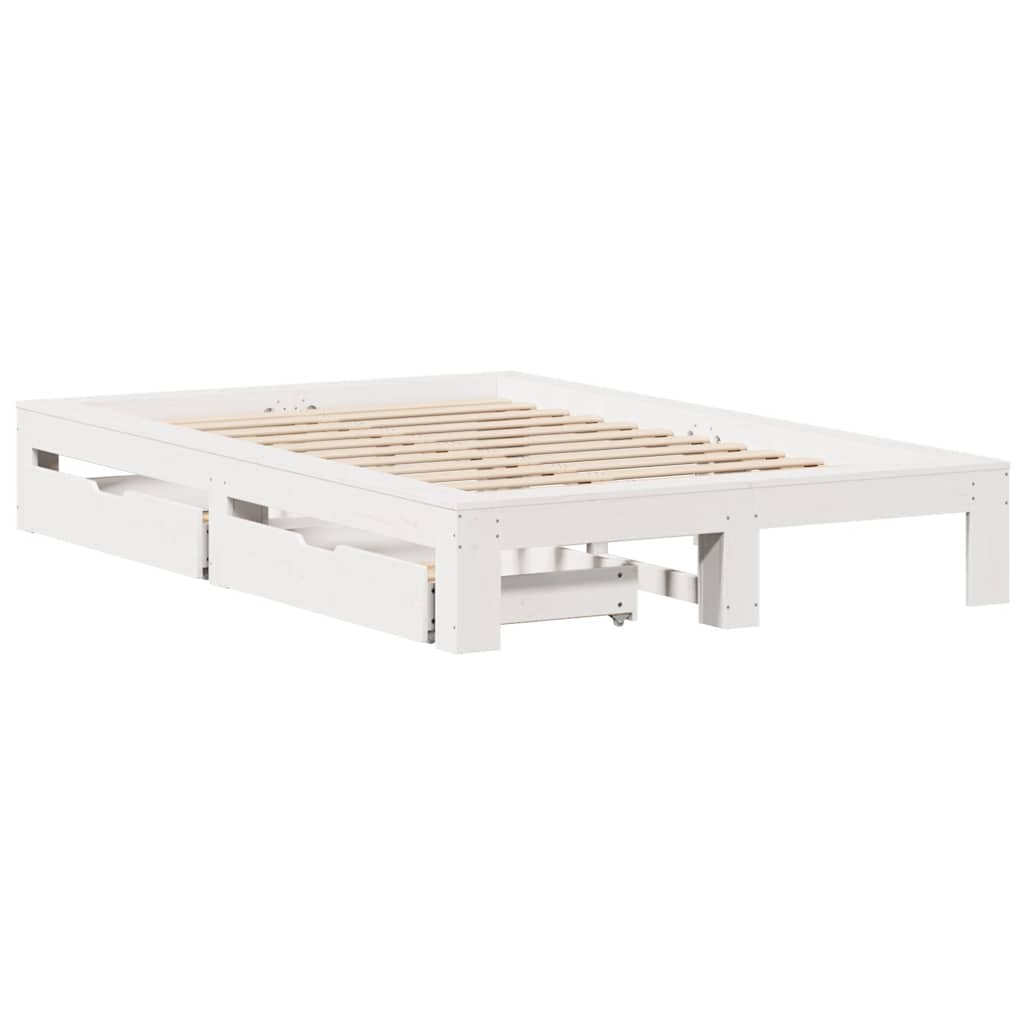 sengeramme uden madras 120x200 cm massivt fyrretræ hvid