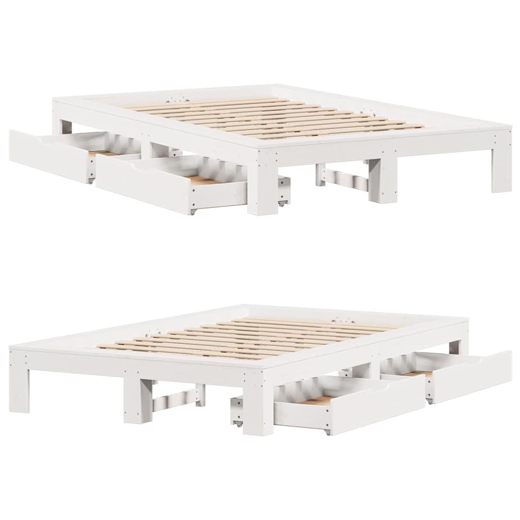 sengeramme uden madras 120x200 cm massivt fyrretræ hvid