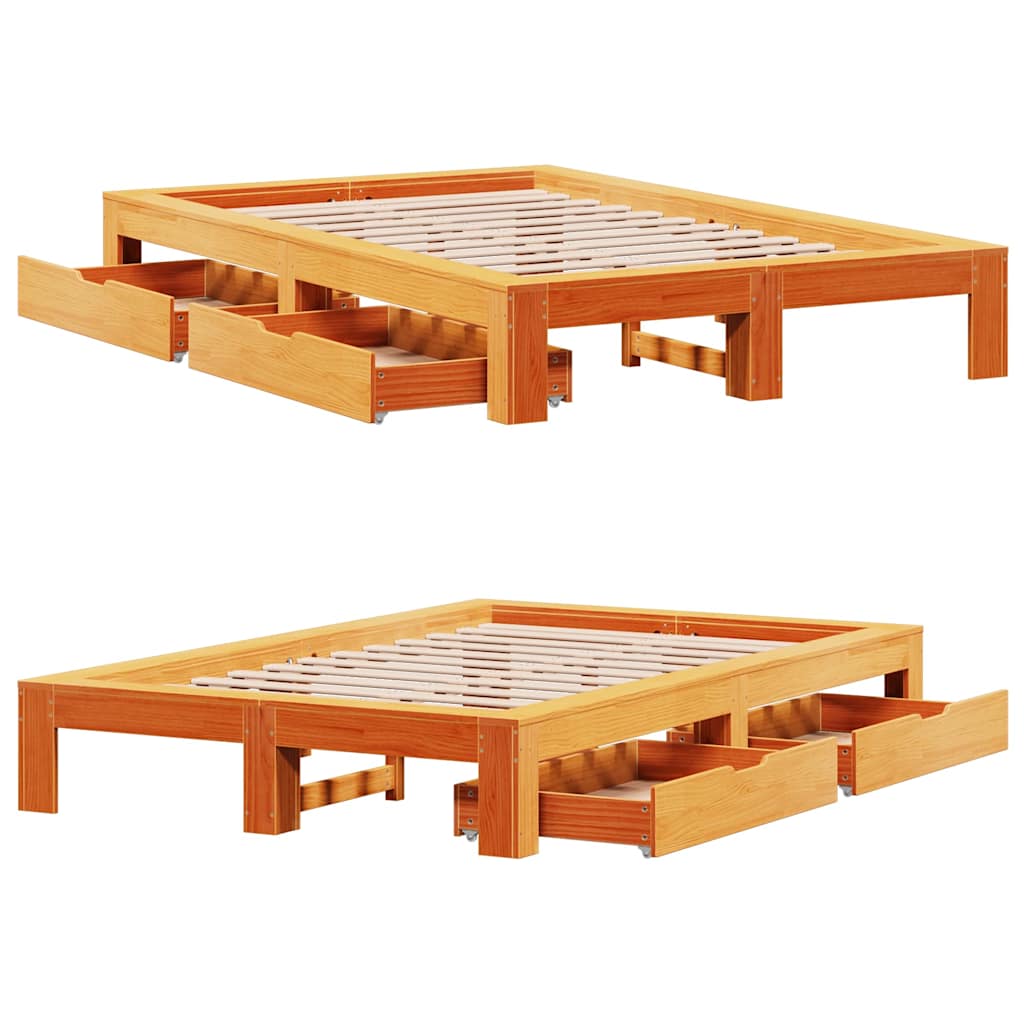 sengeramme uden madras 120x200 cm massivt fyrretræ gyldenbrun