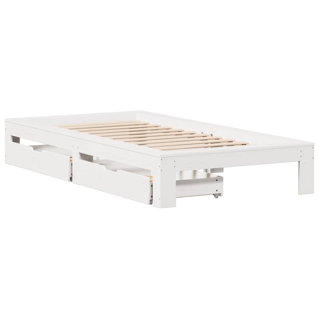 sengeramme uden madras 100x200 cm massivt fyrretræ hvid