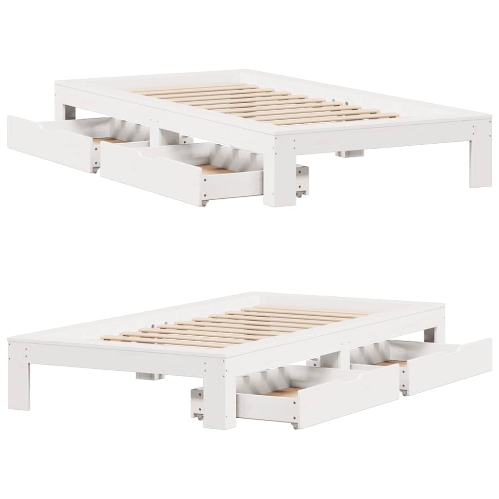sengeramme uden madras 100x200 cm massivt fyrretræ hvid