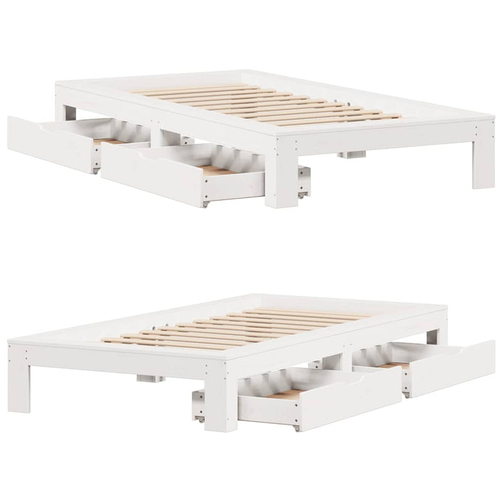 sengeramme uden madras 100x200 cm massivt fyrretræ hvid