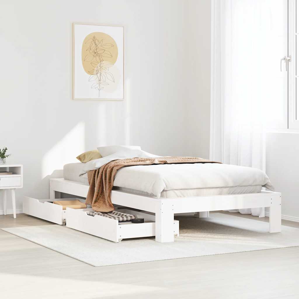 sengeramme uden madras 100x200 cm massivt fyrretræ hvid