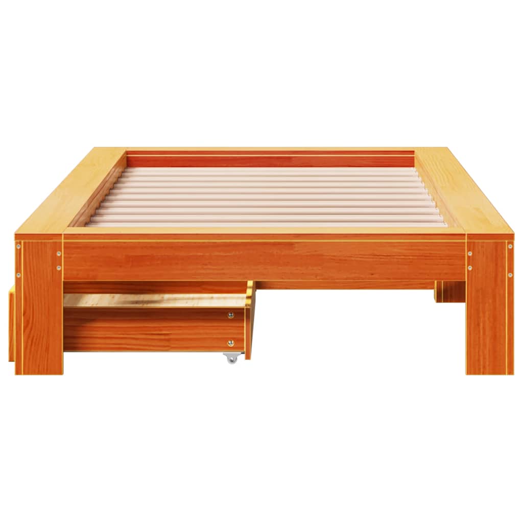sengeramme uden madras 90x200 cm massivt fyrretræ gyldenbrun