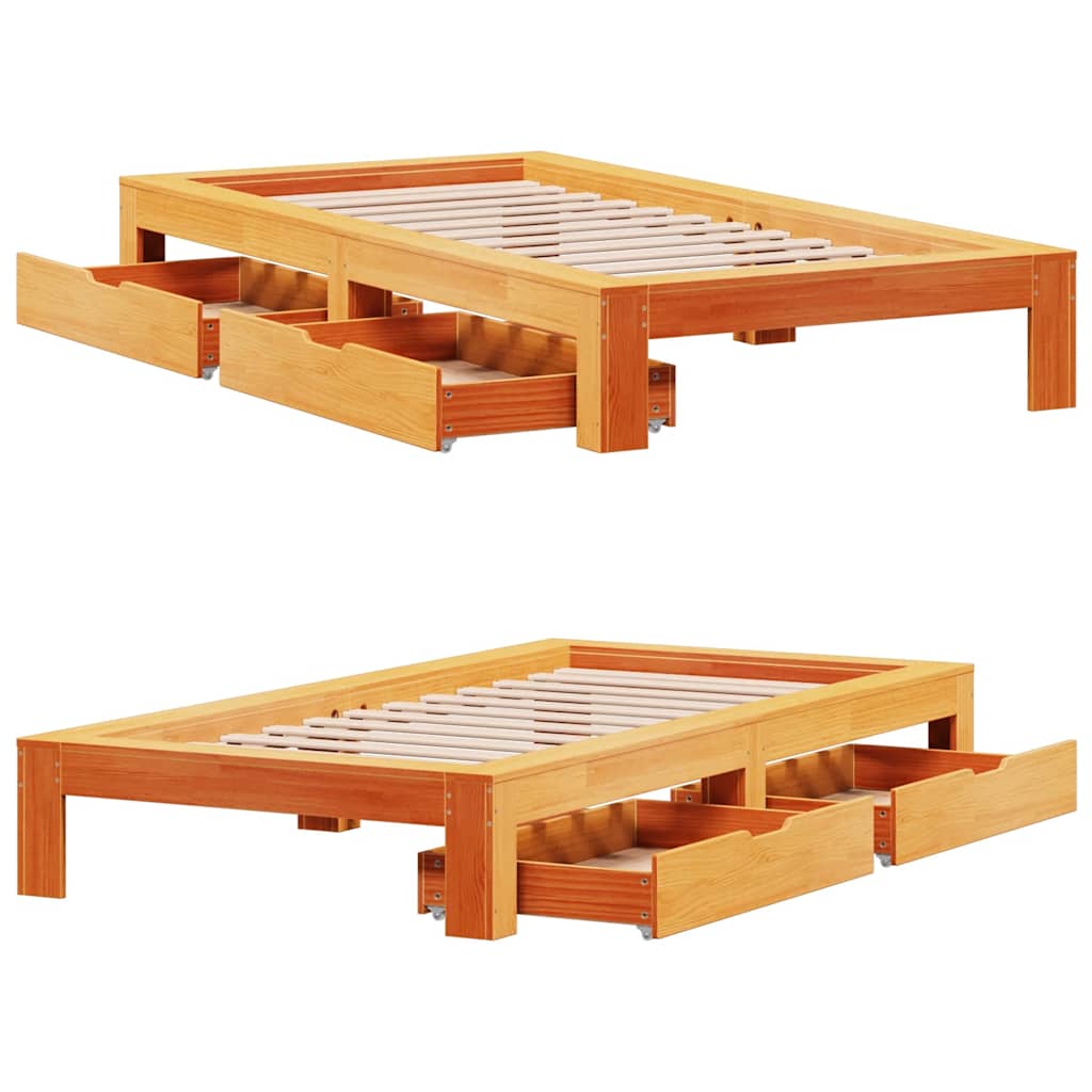 sengeramme uden madras 90x200 cm massivt fyrretræ gyldenbrun