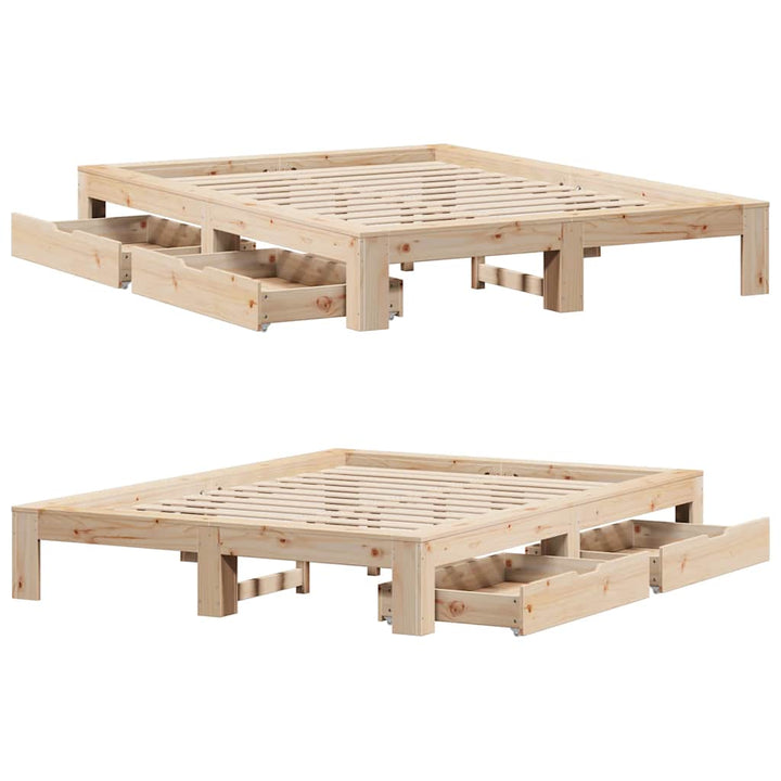 sengeramme uden madras 140x190 cm massivt fyrretræ