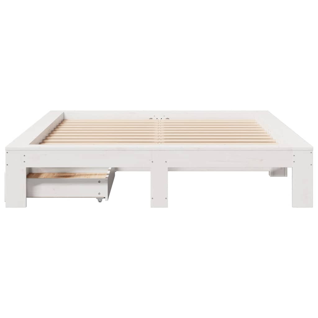 sengeramme uden madras 140x190 cm massivt fyrretræ hvid
