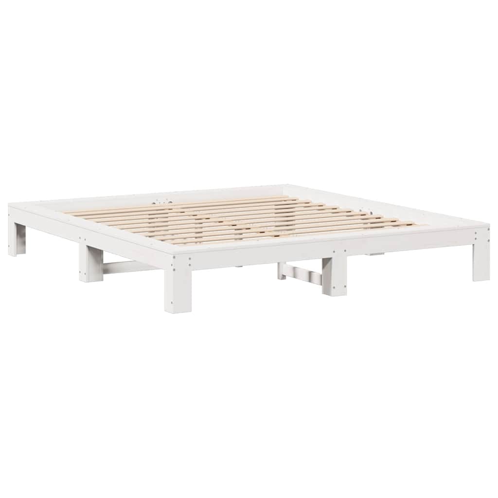 sengeramme uden madras 140x190 cm massivt fyrretræ hvid