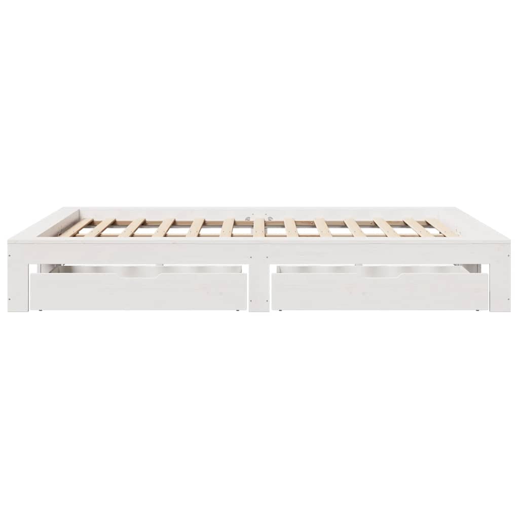 sengeramme uden madras 140x190 cm massivt fyrretræ hvid