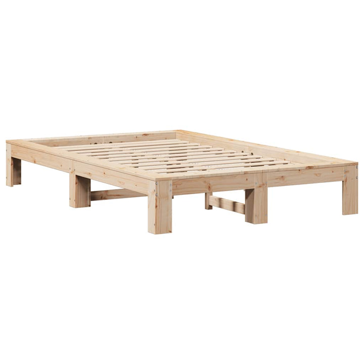 sengeramme uden madras 135x190 cm massivt fyrretræ hvid