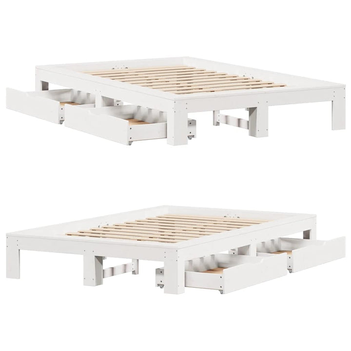 sengeramme uden madras 135x190 cm massivt fyrretræ hvid