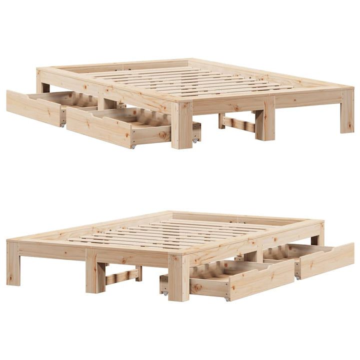sengeramme uden madras 120x190 cm massivt fyrretræ