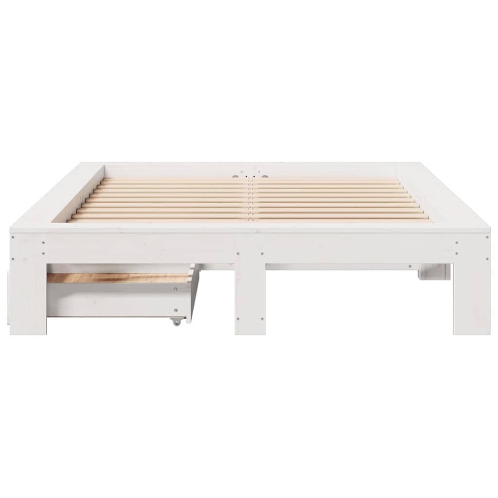 sengeramme uden madras 120x190 cm massivt fyrretræ hvid