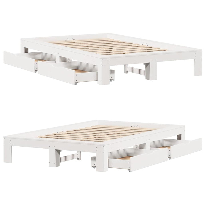 sengeramme uden madras 120x190 cm massivt fyrretræ hvid