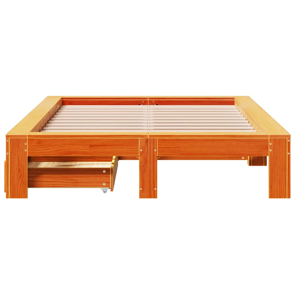sengeramme uden madras 120x190 cm massivt fyrretræ gyldenbrun