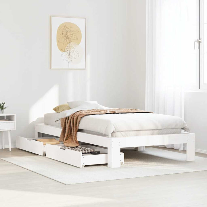 sengeramme uden madras 90x190 cm massivt fyrretræ hvid