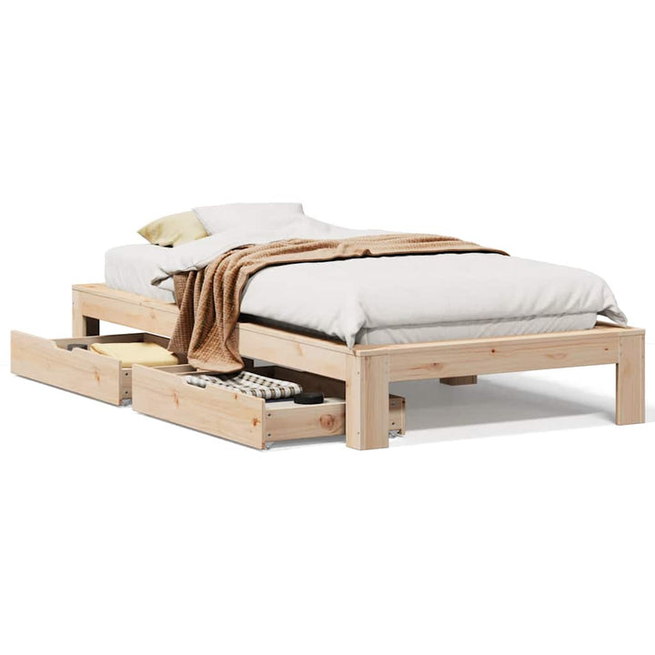 sengeramme uden madras 75x190 cm massivt fyrretræ