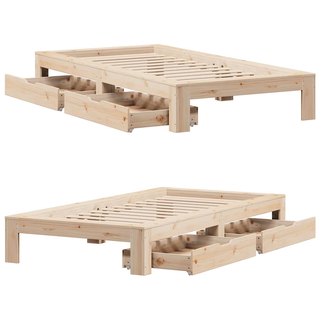 sengeramme uden madras 75x190 cm massivt fyrretræ