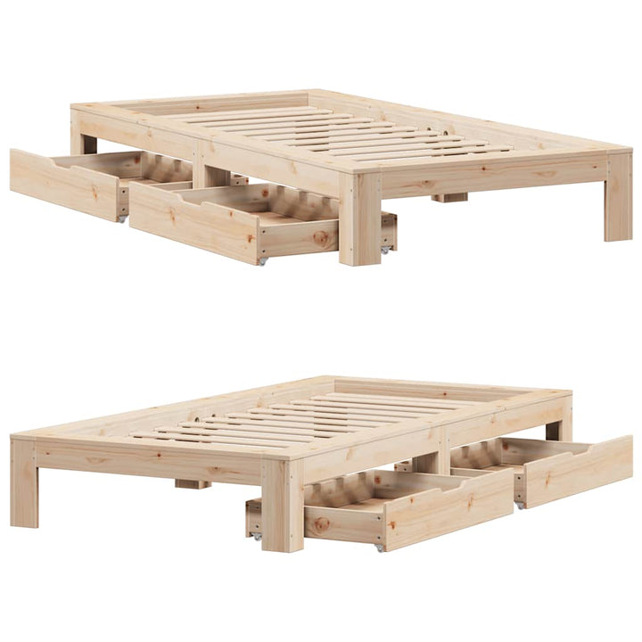 sengeramme uden madras 75x190 cm massivt fyrretræ