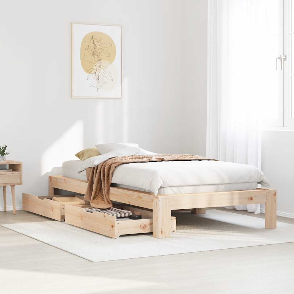 sengeramme uden madras 75x190 cm massivt fyrretræ