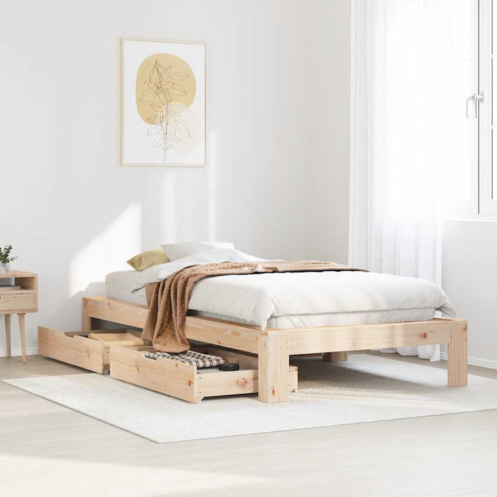 sengeramme uden madras 75x190 cm massivt fyrretræ