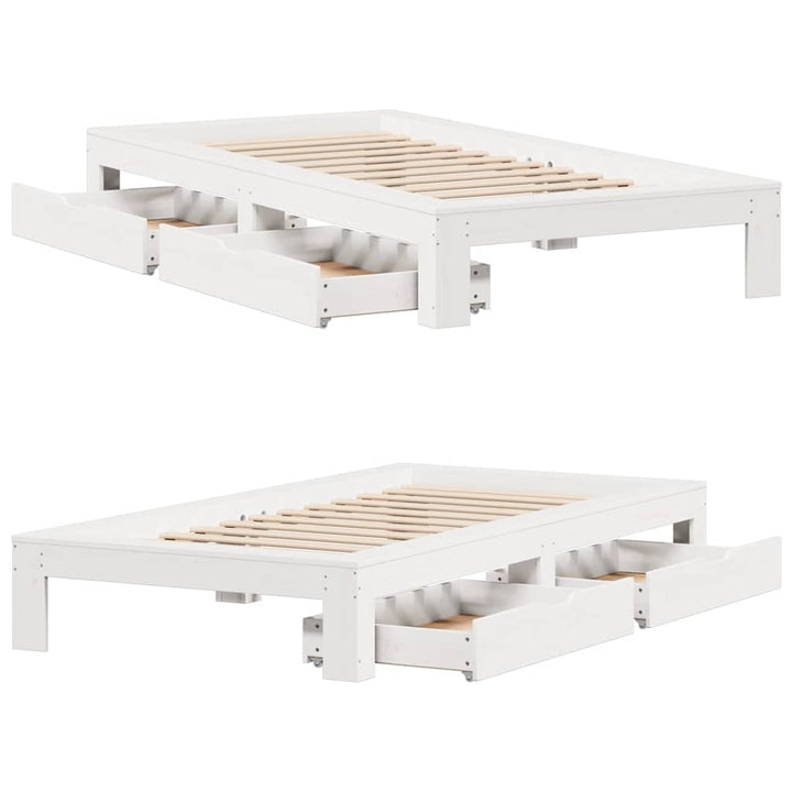 sengeramme uden madras 75x190 cm massivt fyrretræ hvid