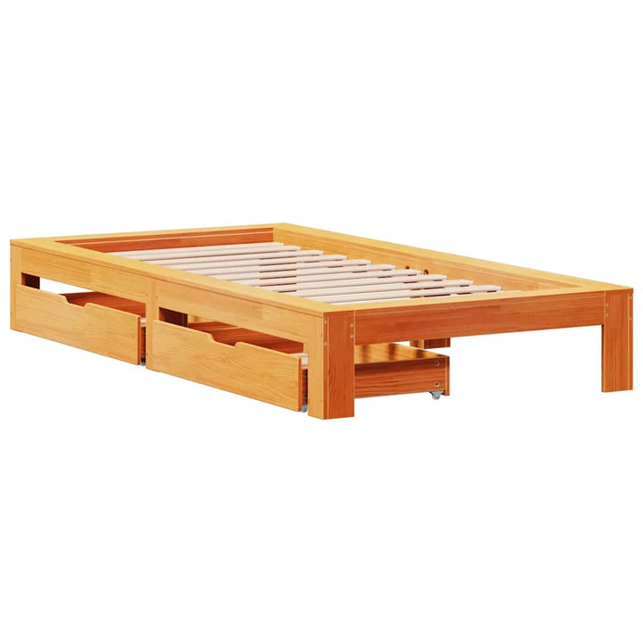 sengeramme uden madras 75x190 cm massivt fyrretræ gyldenbrun