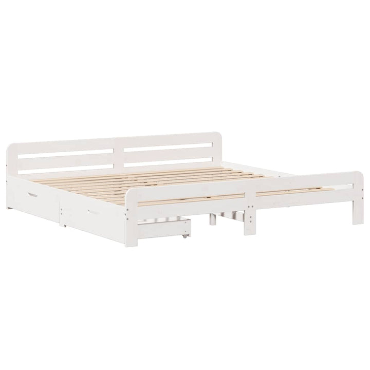 sengeramme uden madras 200x200 cm massivt fyrretræ hvid