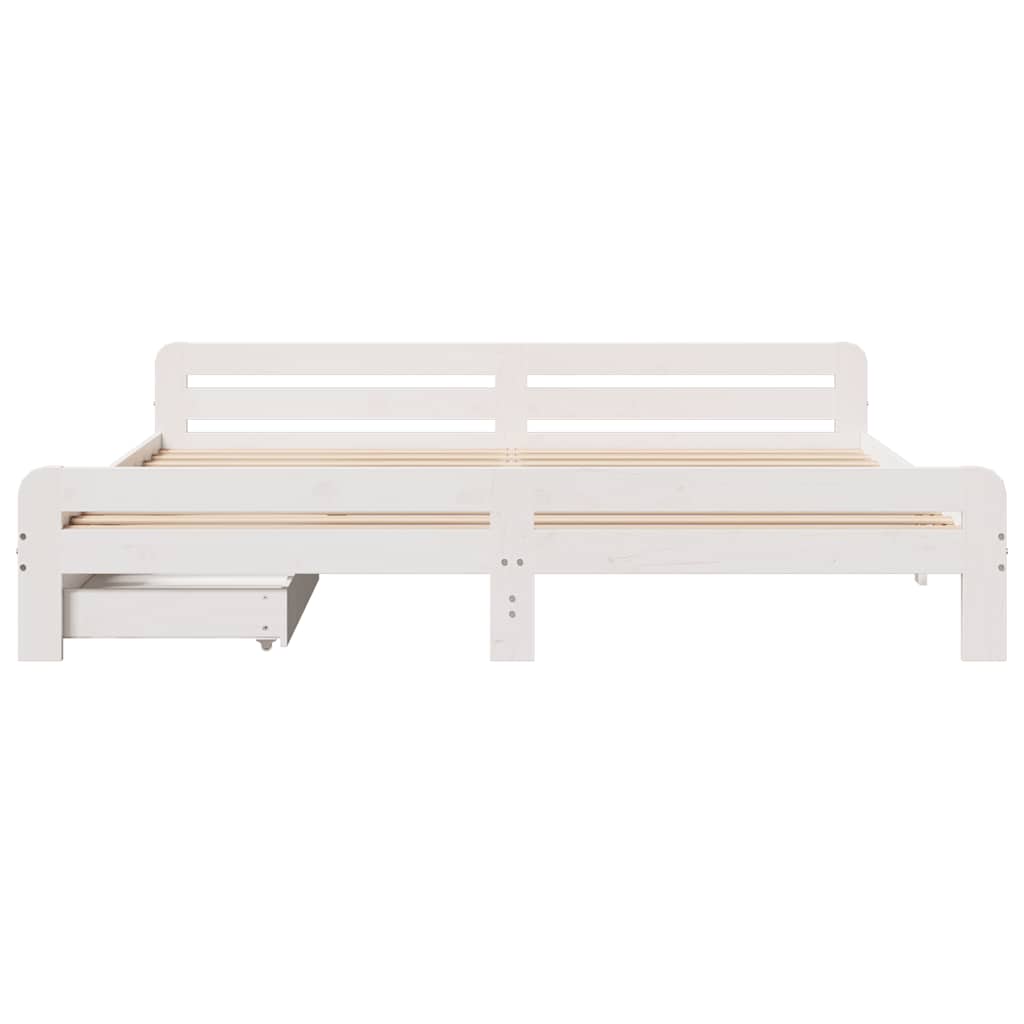 sengeramme uden madras 200x200 cm massivt fyrretræ hvid