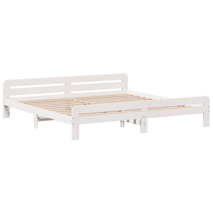 sengeramme uden madras 200x200 cm massivt fyrretræ hvid
