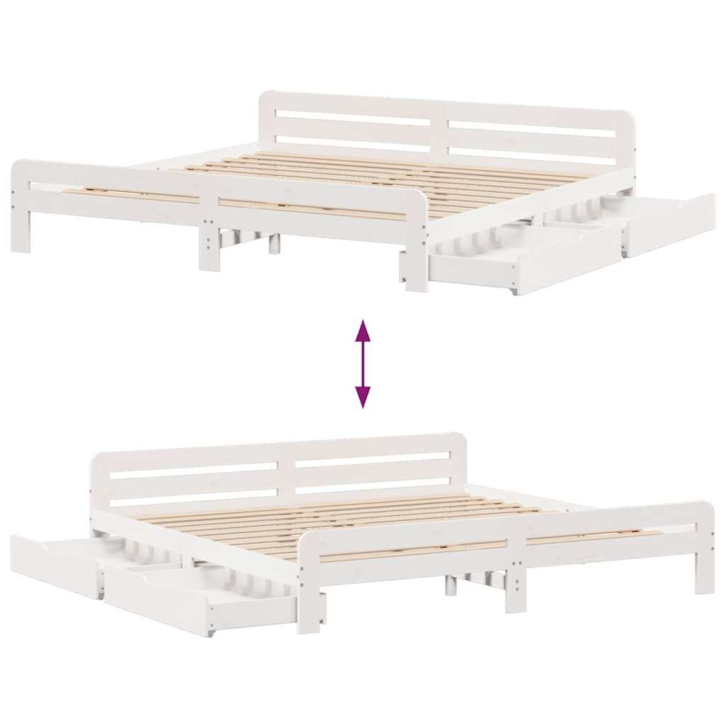 sengeramme uden madras 200x200 cm massivt fyrretræ hvid