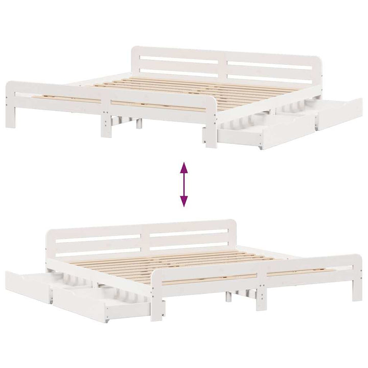 sengeramme uden madras 200x200 cm massivt fyrretræ hvid