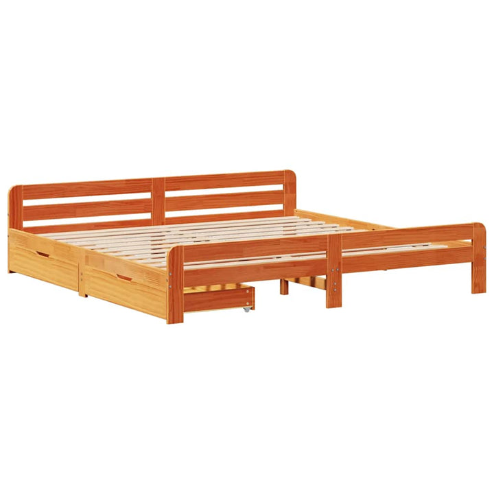 sengeramme uden madras 200x200 cm massivt fyrretræ gyldenbrun