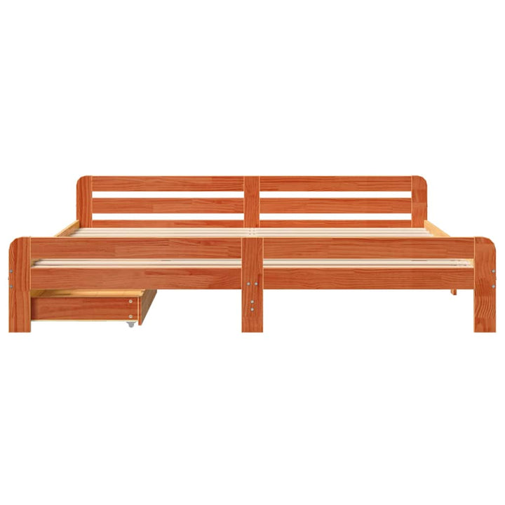 sengeramme uden madras 200x200 cm massivt fyrretræ gyldenbrun