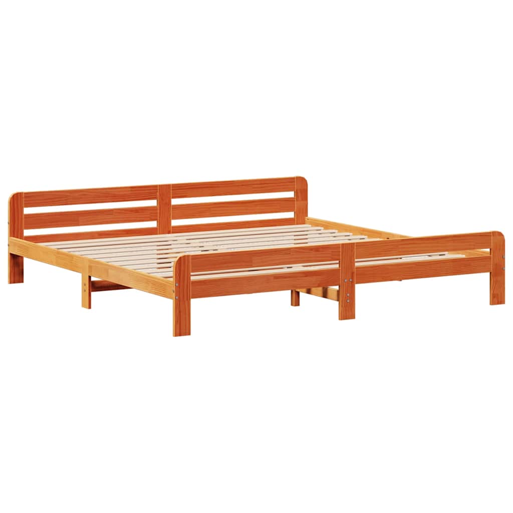 sengeramme uden madras 200x200 cm massivt fyrretræ gyldenbrun